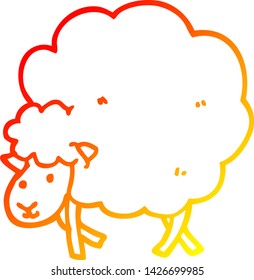 warm gradient line drawing of a cartoon sheep