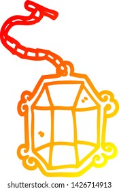 dibujo de línea de gradiente cálido de un pendant de rubí de dibujos animados