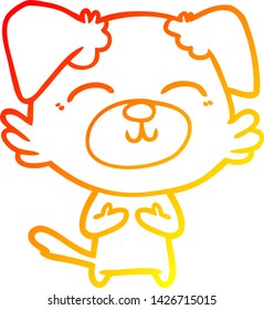 warm gradient line drawing of a cartoon dog