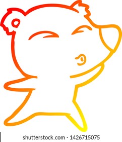 warm gradient line drawing of a cartoon whistling bear