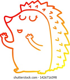 dibujo de línea de degradado cálido de un erizo de dibujos animados