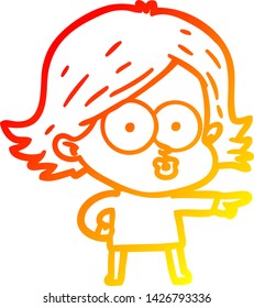 warm gradient line drawing of a cartoon girl pouting