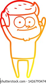 warm gradient line drawing of a cartoon happy man