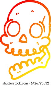 warm gradient line drawing of a cartoon skull