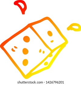 warm gradient line drawing of a cartoon rolling dice