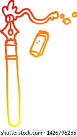 warm gradient line drawing of a cartoon fountain pen