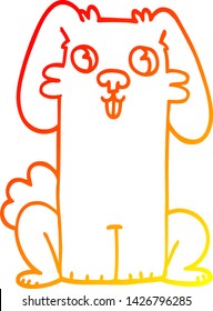 warm gradient line drawing of a cartoon cute bunny