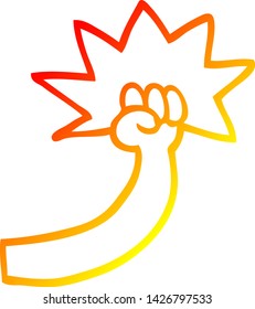warm gradient line drawing of a cartoon punching arm