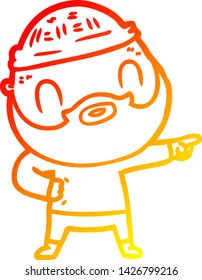 warm gradient line drawing of a cartoon bearded man