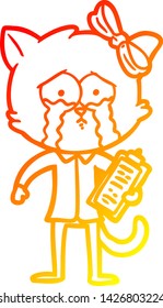 warm gradient line drawing of a cartoon cat