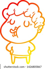 warm gradient line drawing of a cartoon man singing