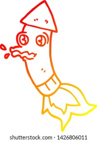 warm gradient line drawing of a cartoon firework