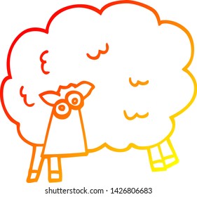 warm gradient line drawing of a cartoon funny sheep