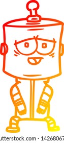 warm gradient line drawing of a cartoon robot