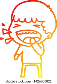 warm gradient line drawing of a cartoon laughing man