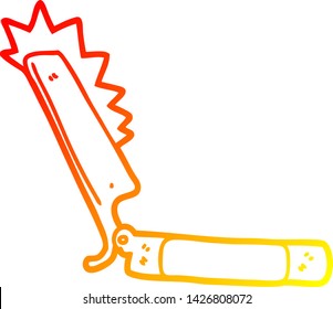 desenho de linha de gradiente quente de uma navalha afiada de desenho animado