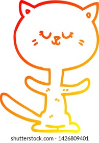 warm gradient line drawing of a cartoon dancing cat