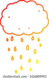 dibujo de línea de degradado cálido de una nube de lluvia de dibujos animados