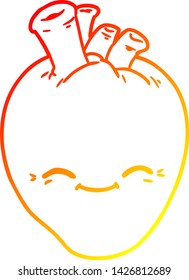 dibujo de línea de gradiente cálido de un corazón feliz de dibujos animados