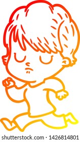 warm gradient line drawing of a cartoon woman