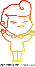 dibujo de línea de degradado cálido de un tipo fresco de caricatura con corte de pelo de moda