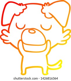 warm gradient line drawing of a cartoon dog