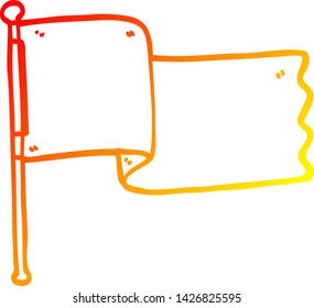 warm gradient line drawing of a cartoon white flag waving