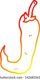 warm gradient line drawing of a cartoon red hot chilli pepper