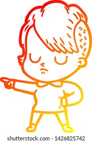 warm gradient line drawing of a cartoon woman