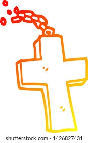 warm gradient line drawing of a cartoon silver cross
