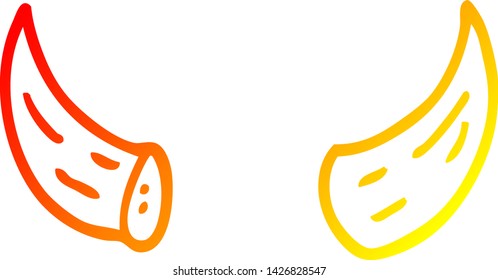 warm gradient line drawing of a cartoon horns