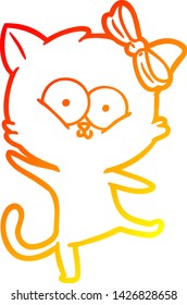 warm gradient line drawing of a cartoon cat