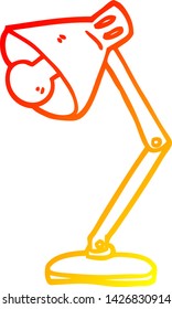 dibujo de líneas de gradiente cálido de una lámpara de escritorio anglonizada de dibujos animados