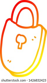 dibujo de línea de degradado cálido de un bloqueo del tesoro de dibujos animados