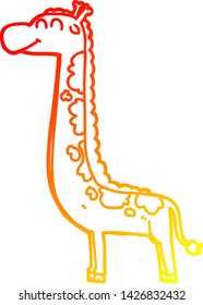 warm gradient line drawing of a cartoon giraffe