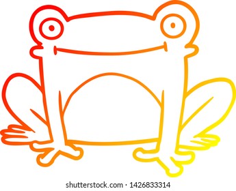 warm gradient line drawing of a cartoon frog