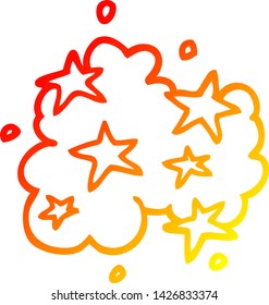 dibujo de línea de degradado cálido de una nube mágica de dibujos animados
