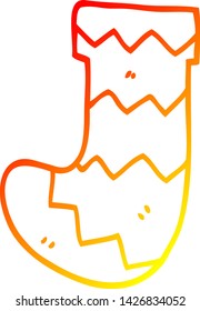 warme Farbverlauf-Linienzeichnung eines Cartoon-Weihnachtsstocker