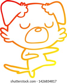 warm gradient line drawing of a cartoon dog