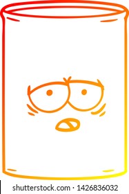 warm gradient line drawing of a cartoon oil drum