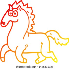 warm gradient line drawing of a cartoon running horse