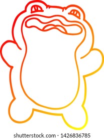 warm gradient line drawing of a cartoon frog