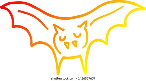dibujo de línea de gradiente cálido de un murciélago vampiro de dibujos animados