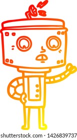 warm gradient line drawing of a cartoon robot
