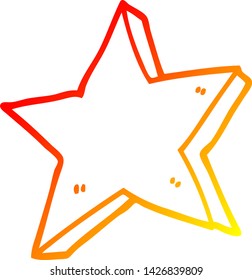 dibujo de línea de degradado cálido de una estrella de dibujos animados
