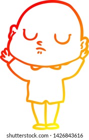 warm gradient line drawing of a cartoon bald man