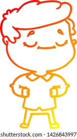 warm gradient line drawing of a cartoon proud man