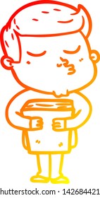 dibujo de línea de gradiente cálido de un tipo de modelo de dibujos animados puliendo