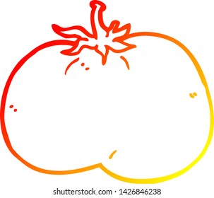 warm gradient line drawing of a cartoon tomato