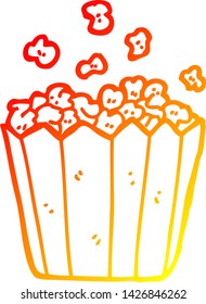 warm gradient line drawing of a cartoon popcorn